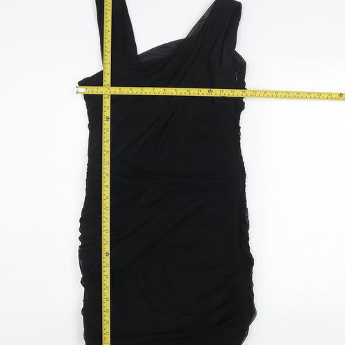 Savida Women Black Size 12 Bodycon One Shoulder Dress