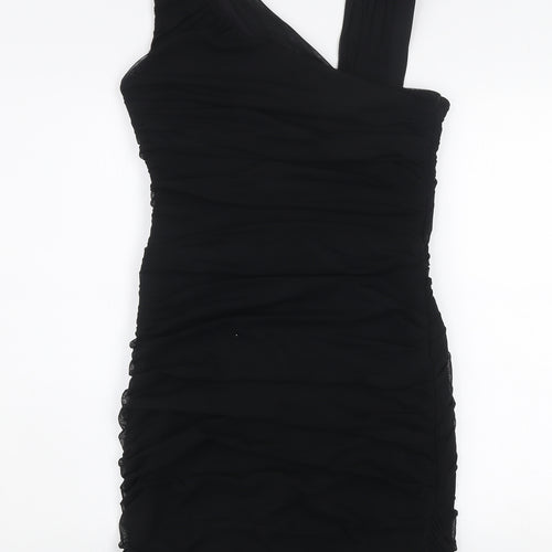Savida Women Black Size 12 Bodycon One Shoulder Dress