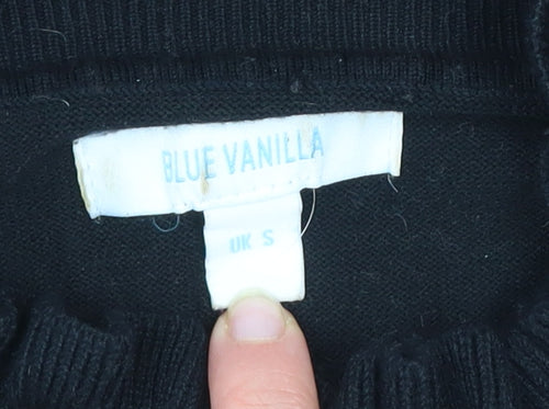 Blue Vanilla Womens Black High Neck Jumper UK S Puff Sleeve Pullover