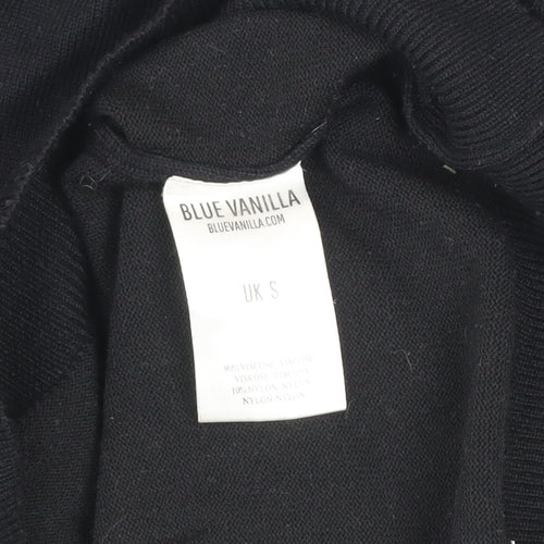 Blue Vanilla Womens Black High Neck Jumper UK S Puff Sleeve Pullover
