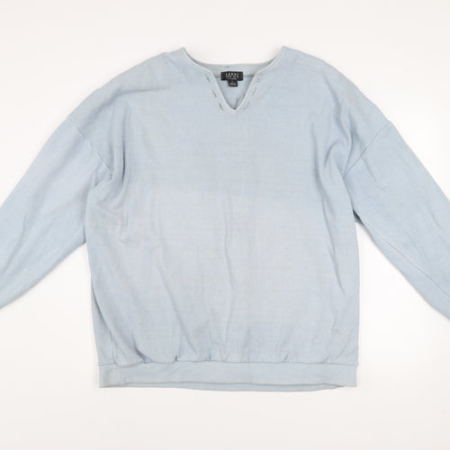 boohooMAN Men's Blue V-Neck Graphic Sweatshirt Size L Relaxed Fit