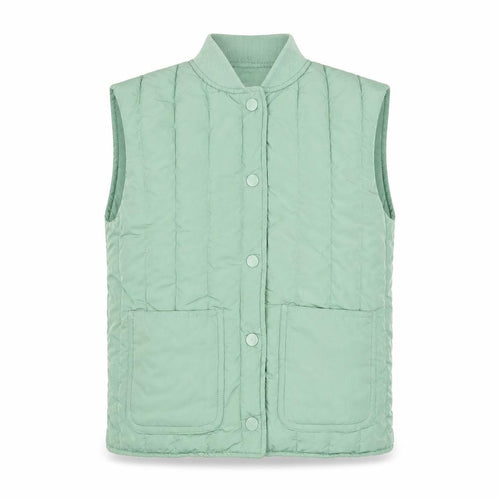 H&M Girls Green Quilted Padded Waistcoat 6-7 Years Sleeveless Lightweight