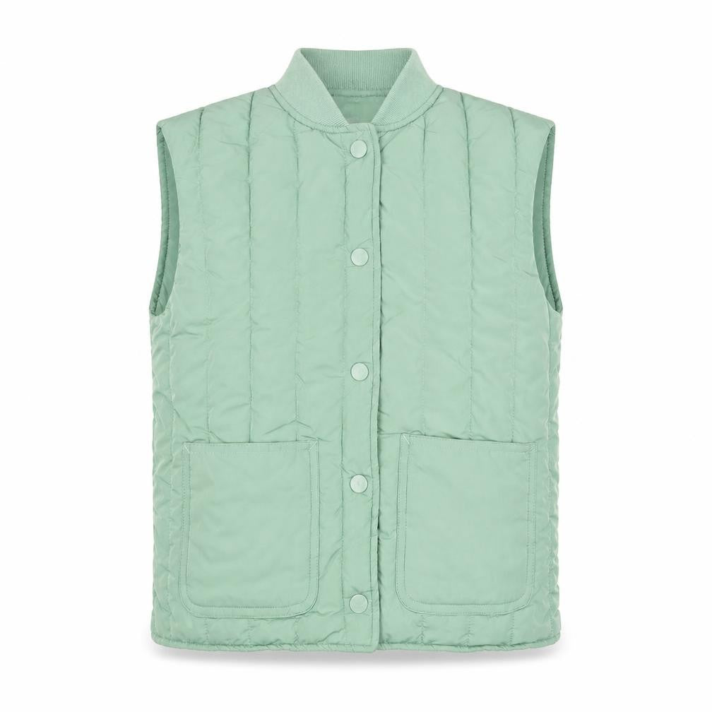 H&M Girls Green Quilted Padded Waistcoat 6-7 Years Sleeveless Lightweight