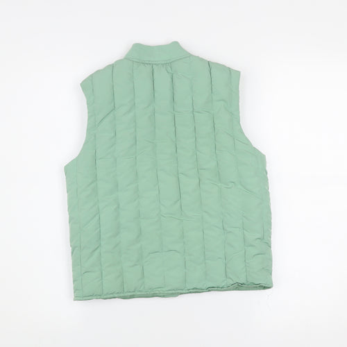 H&M Girls Green Quilted Padded Waistcoat 6-7 Years Sleeveless Lightweight