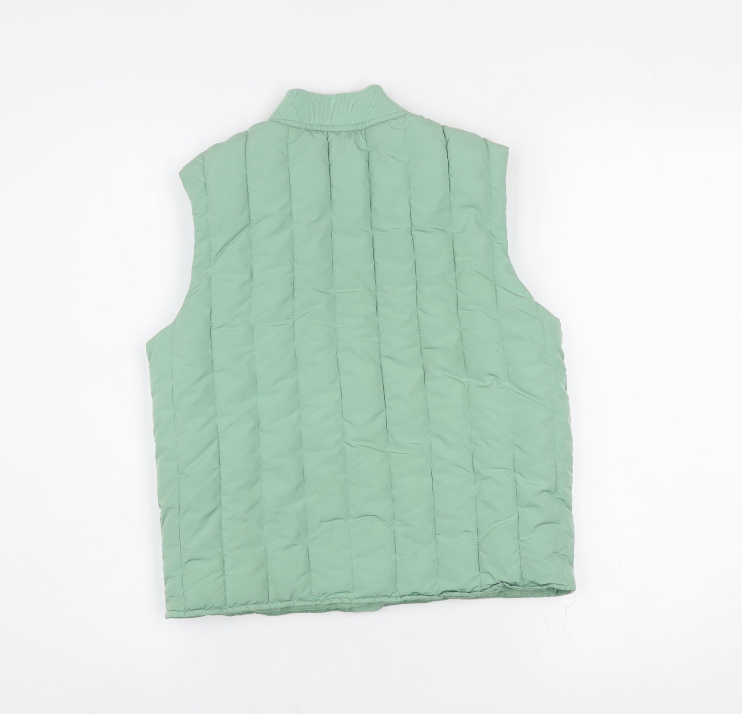 H&M Girls Green Quilted Padded Waistcoat 6-7 Years Sleeveless Lightweight