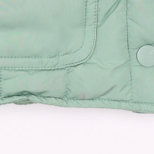 H&M Girls Green Quilted Padded Waistcoat 6-7 Years Sleeveless Lightweight
