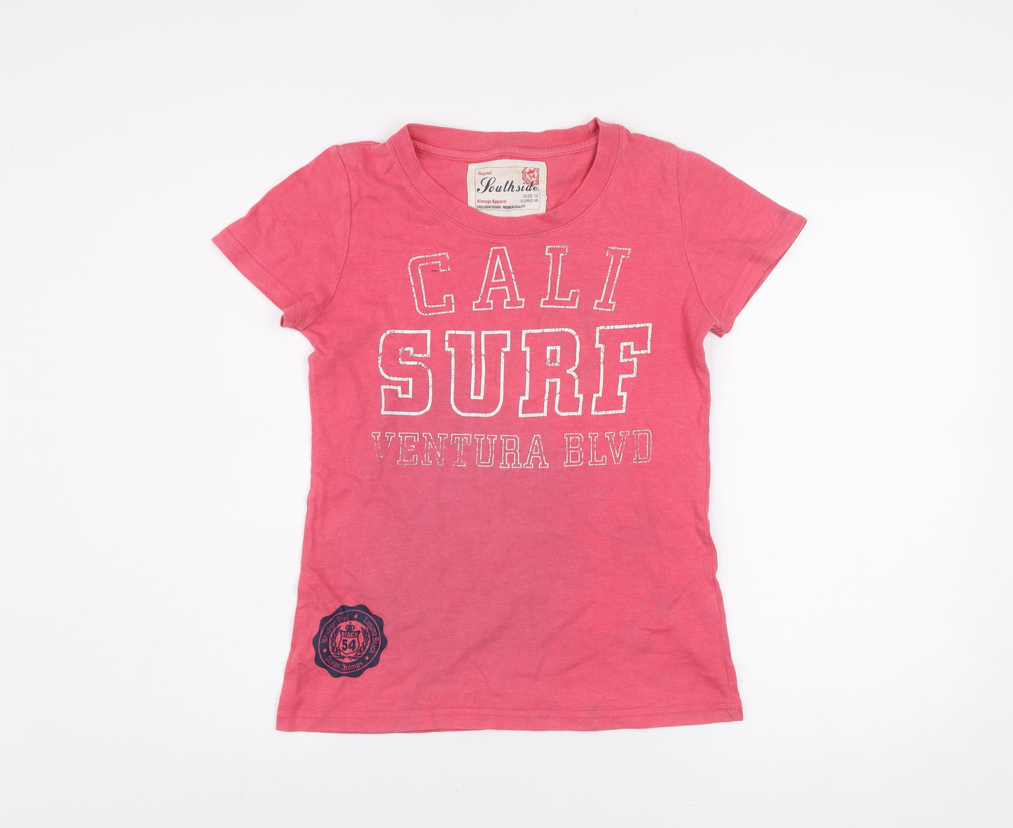 Southside Womens Pink Cotton 'Cali Surf' Graphic T-Shirt Size 10