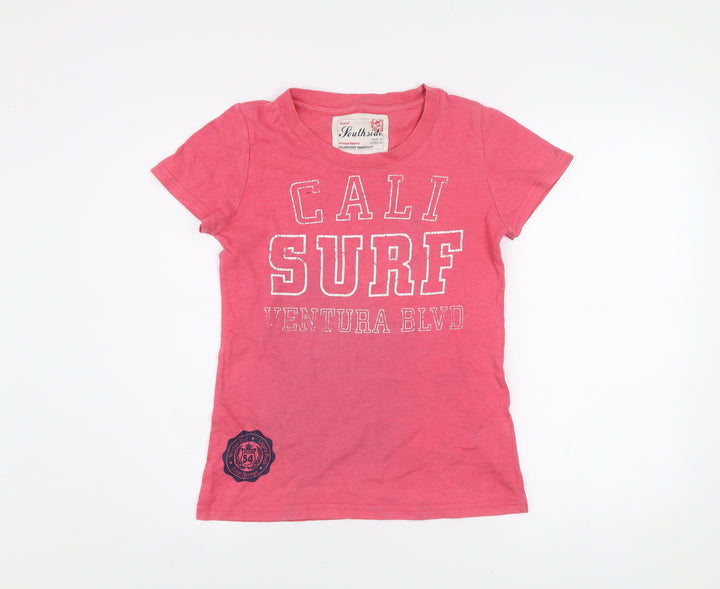 Southside Womens Pink Cotton 'Cali Surf' Graphic T-Shirt Size 10