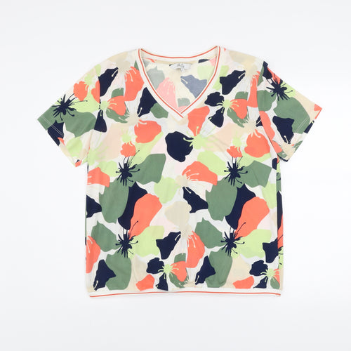 Vila Joy Women's Multicoloured Floral V-Neck Short Sleeve T-Shirt L
