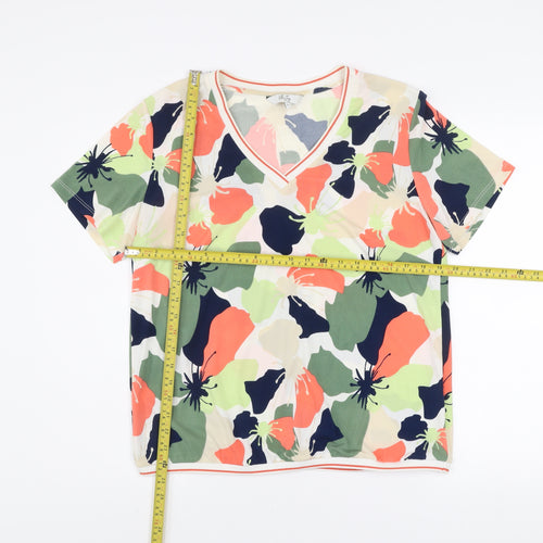 Vila Joy Women's Multicoloured Floral V-Neck Short Sleeve T-Shirt L