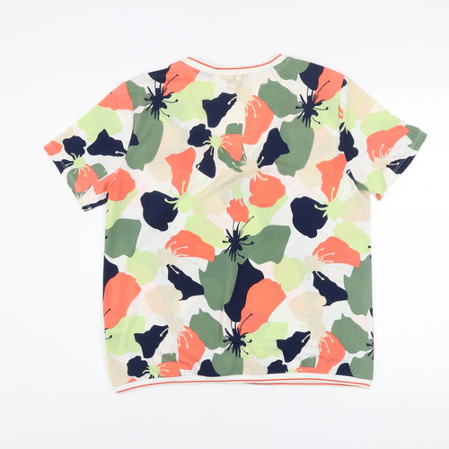 Vila Joy Women's Multicoloured Floral V-Neck Short Sleeve T-Shirt L