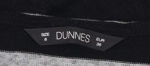 Dunnes Women’s Grey Black Striped 3/4 Sleeve Pullover Jumper Size 8