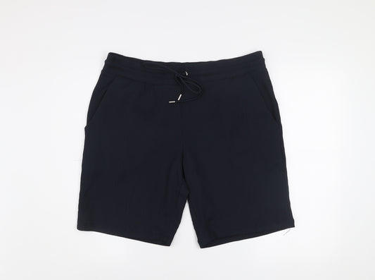 F&F Mens Black Large Athletic Shorts Polyester Blend Drawstring Waist