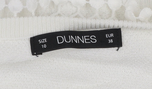 Dunnes Women White Lace Bell Sleeve Pullover Jumper Size 10