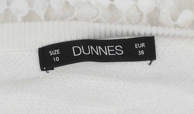 Dunnes Women White Lace Bell Sleeve Pullover Jumper Size 10
