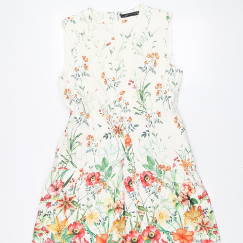 Zara Woman Floral A-Line Sleeveless Short Dress Size 14