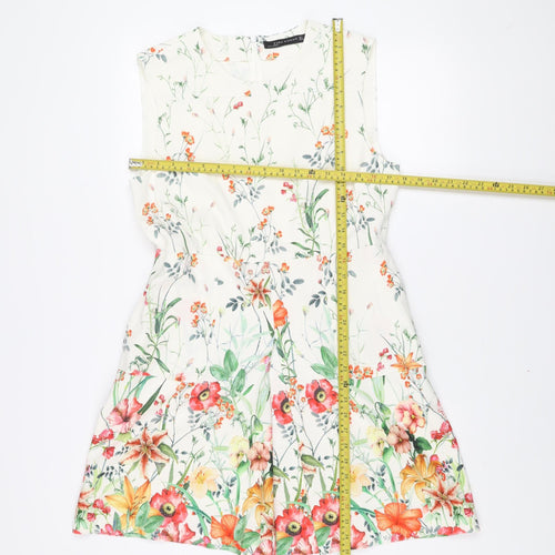 Zara Woman Floral A-Line Sleeveless Short Dress Size 14