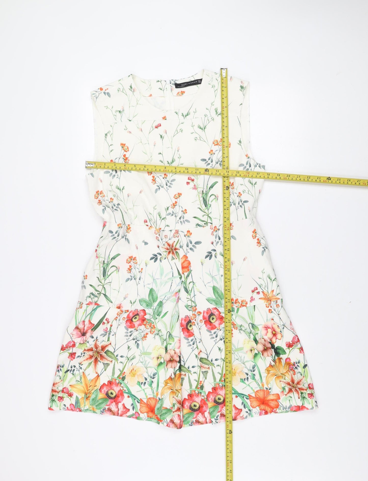 Zara Woman Floral A-Line Sleeveless Short Dress Size 14