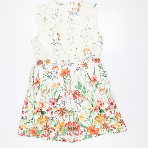 Zara Woman Floral A-Line Sleeveless Short Dress Size 14
