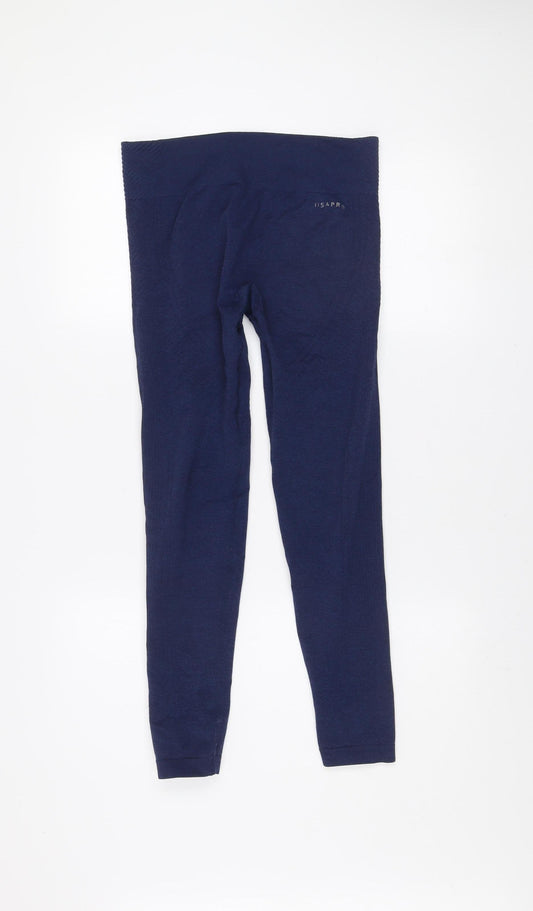 US PRO Women's Blue Seamless Leggings Size 12 Gym Yoga Activewear