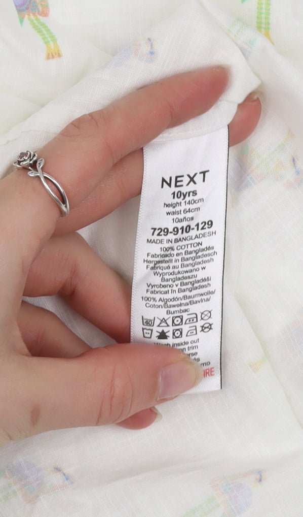 Next Boys White Flamingo Print Short Sleeve Button-Up Shirt 10 Years