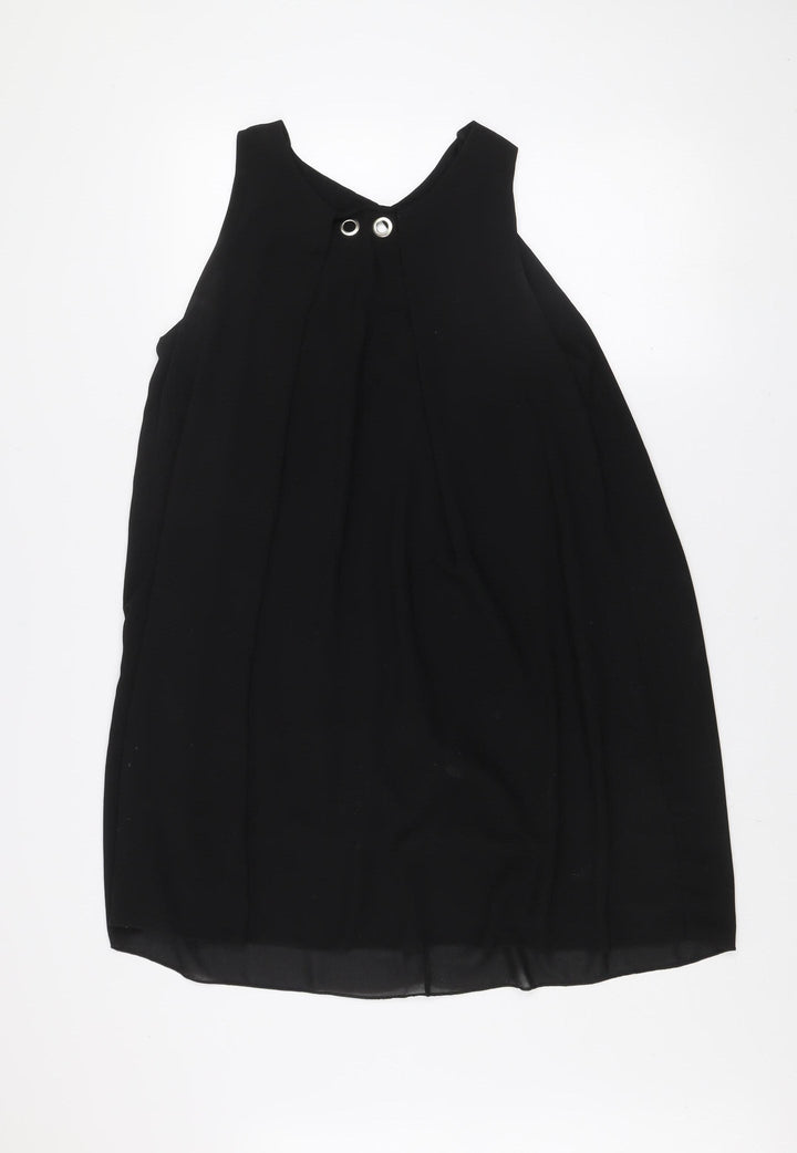 Quiz Women's Black Sleeveless Shift Dress S Halter Neck Partywear