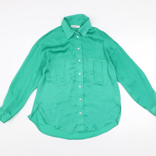 Gallery Women’s Green Button-Up Long Sleeve Shirt UK 8 Polyester