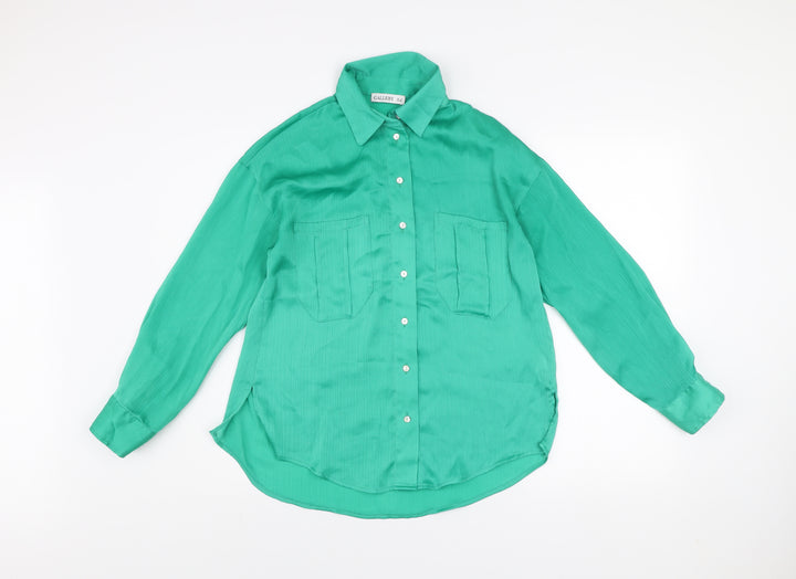 Gallery Women’s Green Button-Up Long Sleeve Shirt UK 8 Polyester