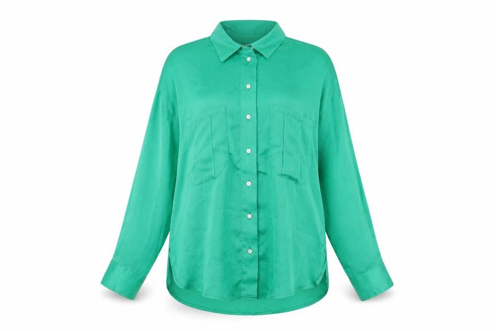 Gallery Women’s Green Button-Up Long Sleeve Shirt UK 8 Polyester
