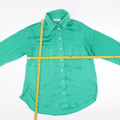 Gallery Women’s Green Button-Up Long Sleeve Shirt UK 8 Polyester