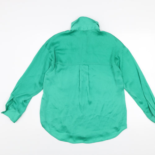 Gallery Women’s Green Button-Up Long Sleeve Shirt UK 8 Polyester