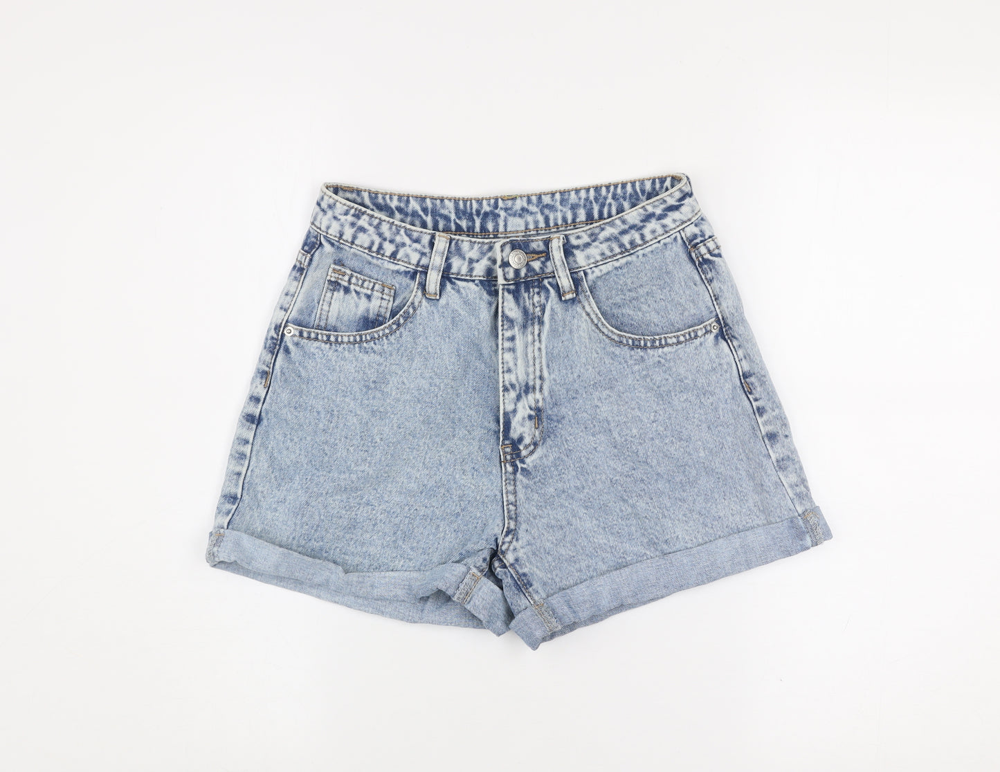 SHEIN Women’s Blue Acid Wash High Rise Mom Denim Shorts Petite S