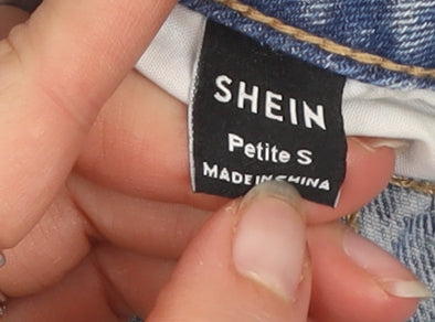 SHEIN Women’s Blue Acid Wash High Rise Mom Denim Shorts Petite S