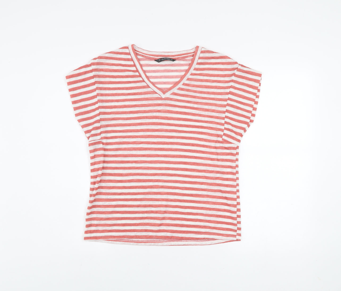 Dunnes Women’s Pink Striped V-Neck Cotton T-Shirt Size S