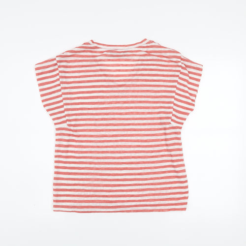 Dunnes Women’s Pink Striped V-Neck Cotton T-Shirt Size S