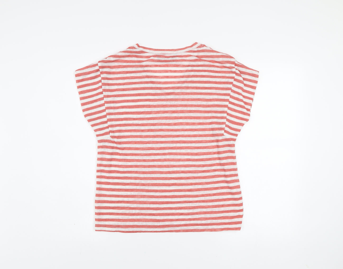 Dunnes Women’s Pink Striped V-Neck Cotton T-Shirt Size S