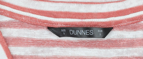 Dunnes Women’s Pink Striped V-Neck Cotton T-Shirt Size S