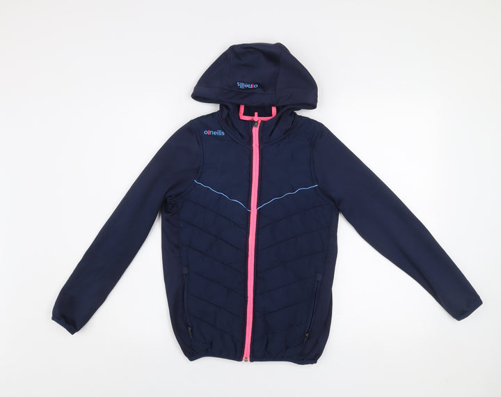 O'Neills Boys Blue Hooded Puffer Jacket 9-10 Years Full Zip Lightweight