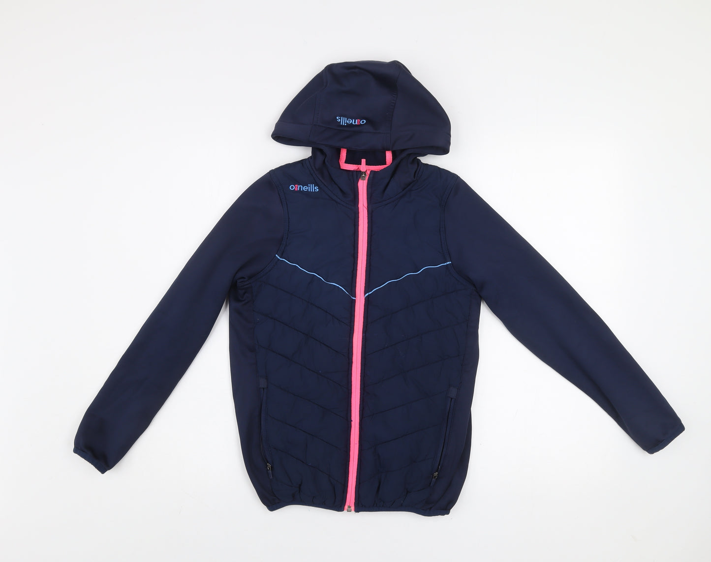 O'Neills Boys Blue Hooded Puffer Jacket 9-10 Years Full Zip Lightweight
