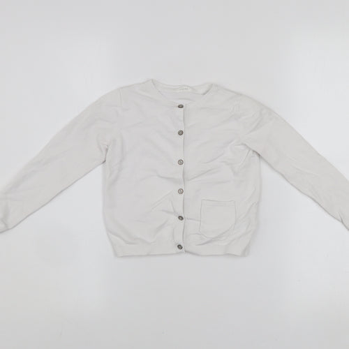Next Girls Ivory Cotton Blend Button Cardigan 3-4 Years