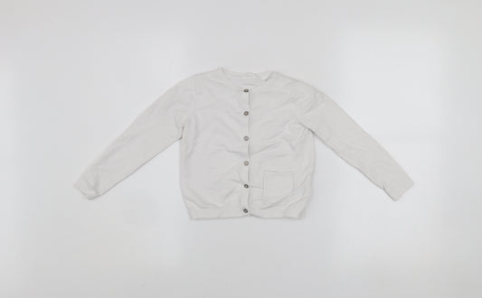 Next Girls Ivory Cotton Blend Button Cardigan 3-4 Years