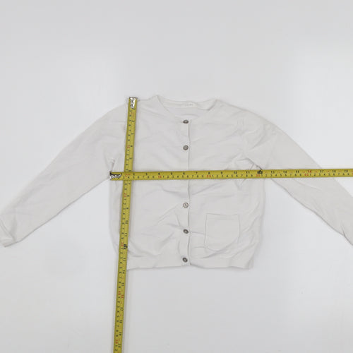 Next Girls Ivory Cotton Blend Button Cardigan 3-4 Years