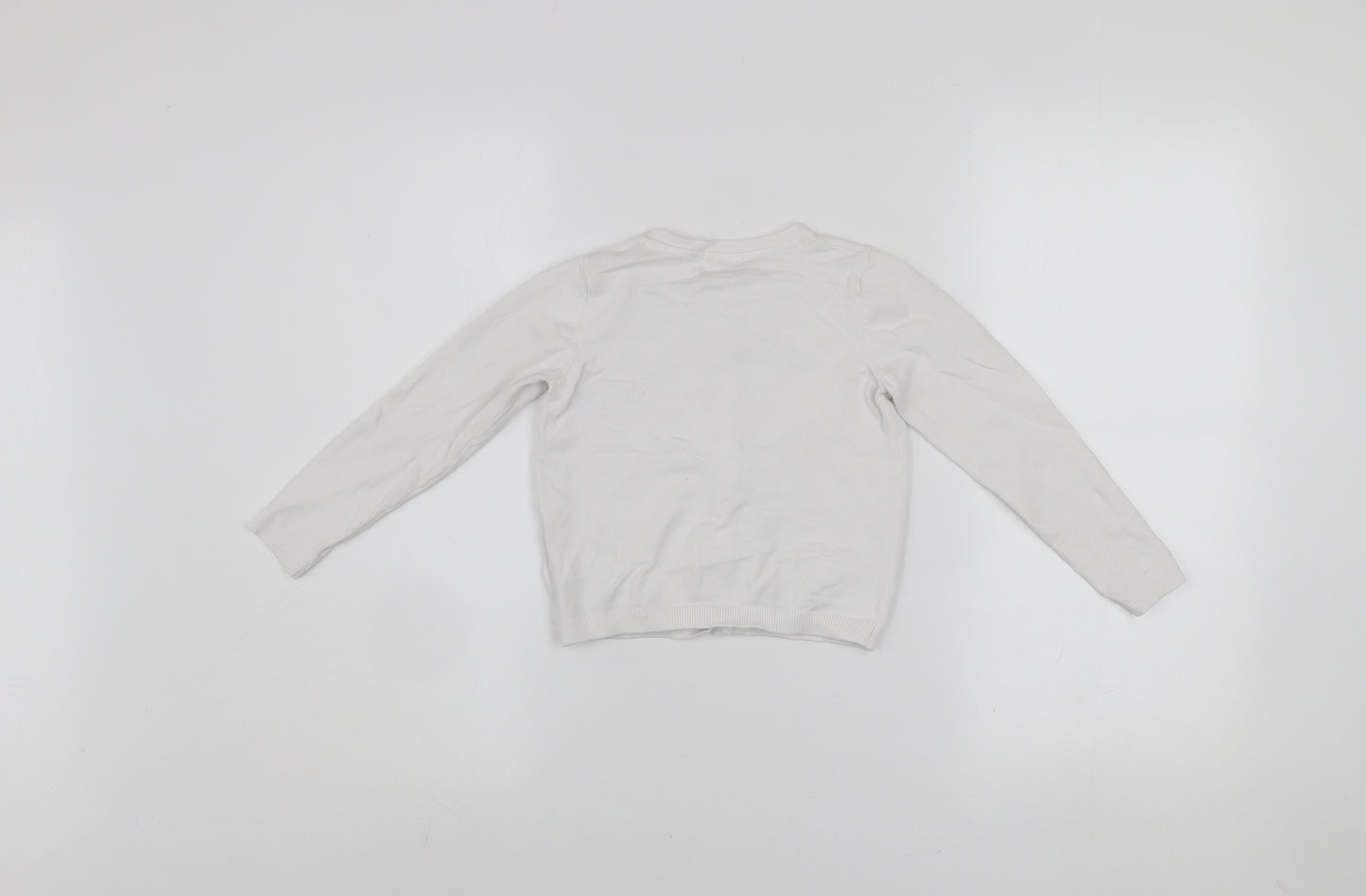 Next Girls Ivory Cotton Blend Button Cardigan 3-4 Years