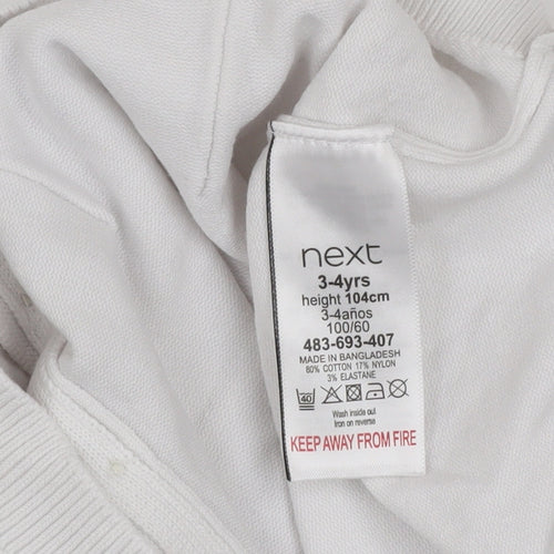 Next Girls Ivory Cotton Blend Button Cardigan 3-4 Years