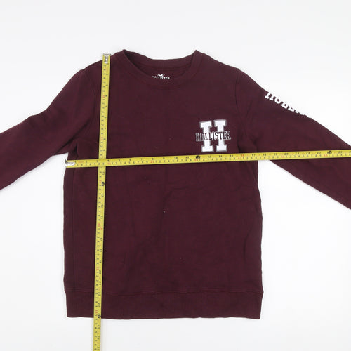 Hollister Men's Brown Logo Sweatshirt Small Regular Fit Crew Neck