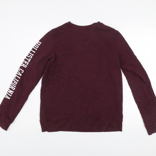 Hollister Men's Brown Logo Sweatshirt Small Regular Fit Crew Neck