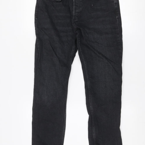 Mango Women Black Straight Leg Jeans Size 12 Regular Fit Denim