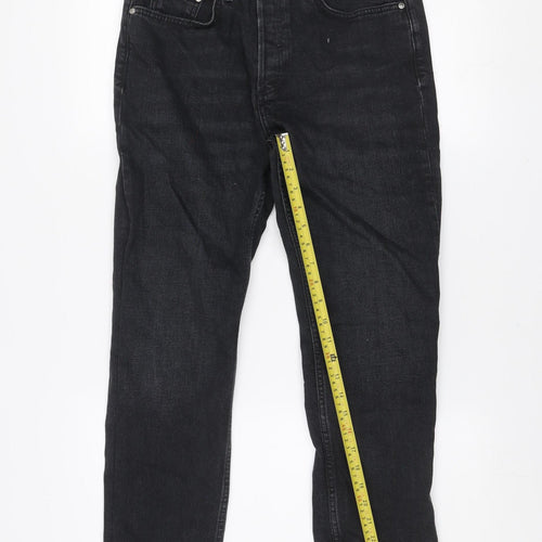 Mango Women Black Straight Leg Jeans Size 12 Regular Fit Denim