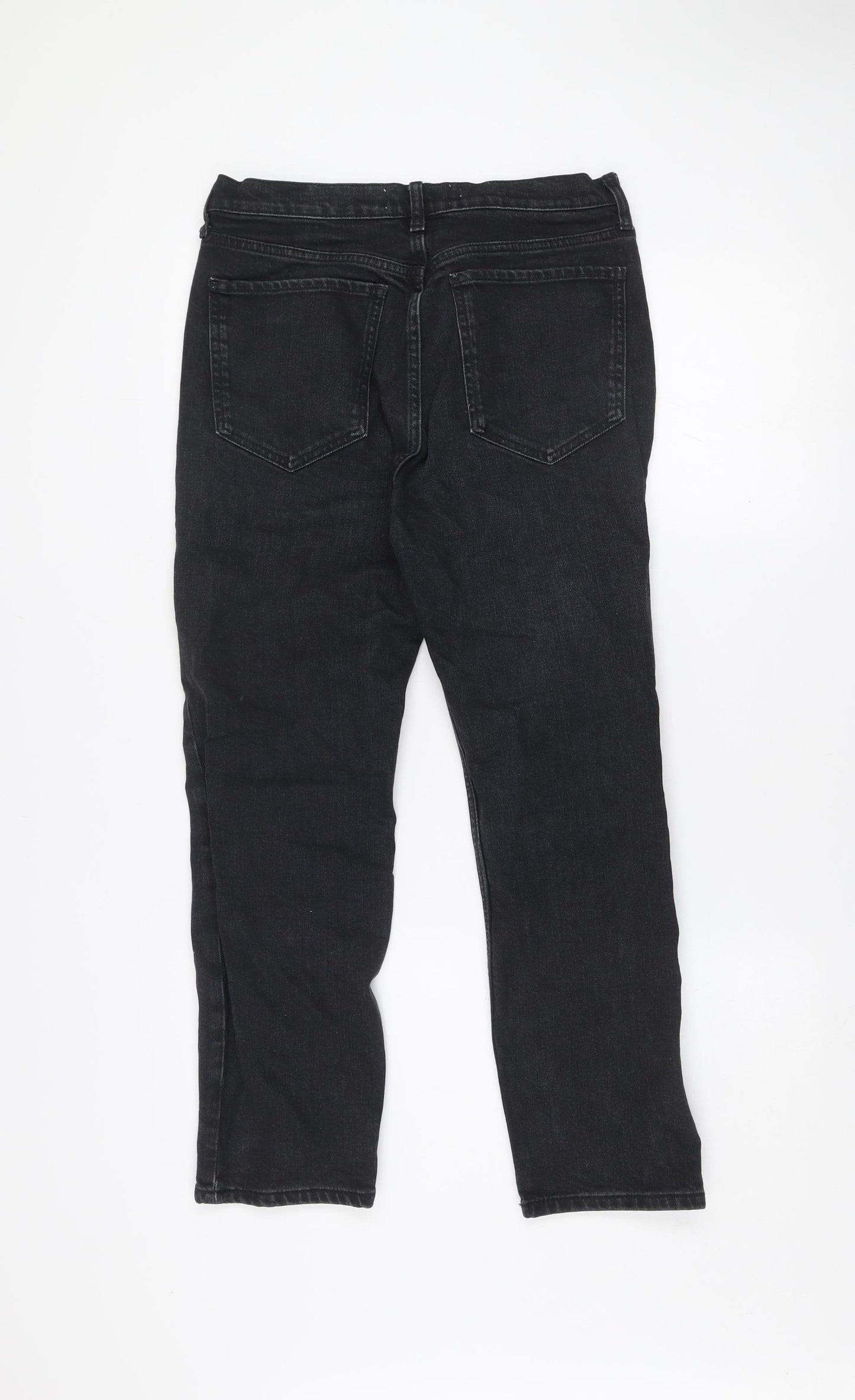 Mango Women Black Straight Leg Jeans Size 12 Regular Fit Denim