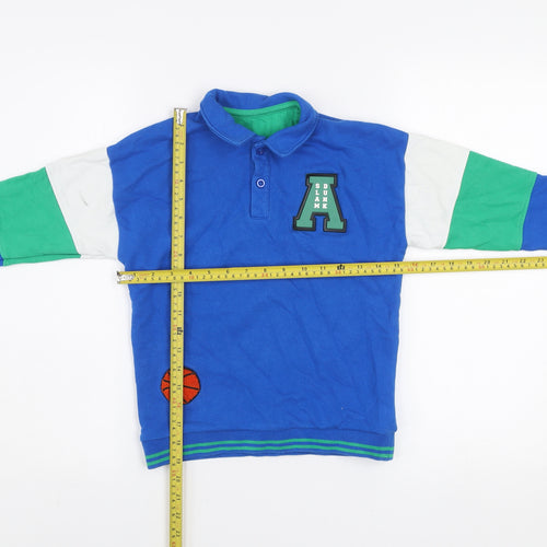 Dunnes Stores Girls Blue Colourblock Basketball Henley Sweatshirt 6-7 Years